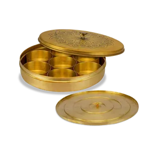 กล่องเครื่องเทศออกแบบแกะสลักด้วยมือทำจากทองเหลืองกล่องเครื่องเทศดีไซน์สวยงามทำจากโลหะทรงกลมสัมผัสทอง - Product Image 5