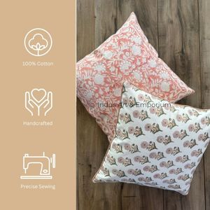 Taie d'oreiller en coton 100% réutilisable, imprimée à la main au motif de fleurs de pêcher, nouveau design indien, pour la maison, l'hôtel, le canapé, la literie - Product Image 2