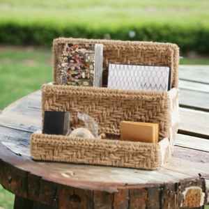 Organizador de almacenamiento de fibra de yute Natural hecho a mano organizador de pared de múltiples compartimentos Rectangular de alta calidad para sala de estar para alimentos - Product Image 2