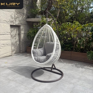 Sedia sospesa in rattan con struttura in ferro, nuova OEM, a forma di uovo, per esterni, giardino, patio, altalena, sedia a dondolo - Product Image 3