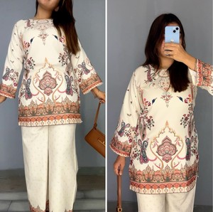 ชุดเซตสายรัดสำหรับใส่ไปทำงานทำงานผ้าฝ้ายสไตล์อินเดียชุดลำลองพิมพ์ลายหรูหราของผู้หญิงออกแบบได้ตามต้องการ - Product Image 1