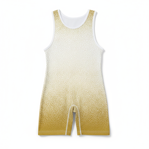 Combinaison de lutte personnalisée gris-bleu à rayures, séchage rapide, extensible, en spandex/polyester, respirante, uniforme de lutte compressif pour hommes - Product Image 3