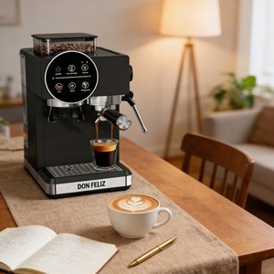 Don Feliz 1350W Programmable Digital Control Stainless Steel Professional Espresso <b>Machine</b> 20 Bars 1.8L Tank 100g Bean Hopper - Product Image 3