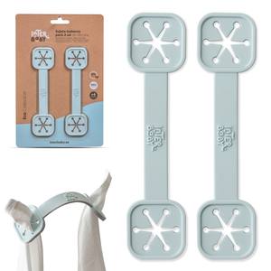 Paquete de 2 unidades de silicona para sujetar baberos, color azul grisáceo, para alimentación de bebés y niños - Product Image 1