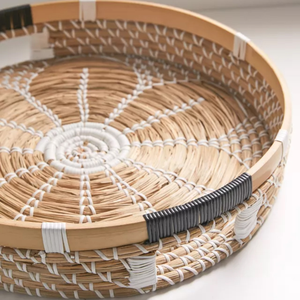 สินค้าขายดีชุดหญ้าทะเล2ใบพร้อมถาดเสิร์ฟไม้ไผ่ขายส่งทำจากเวียดนาม - Product Image 3