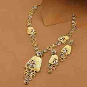 Colliers en plaqué or à trois tons en gros, bijoux de mode, bijoux à trois tons, ensemble de colliers multicolores, ensemble de bijoux tricolores - Product Image 1