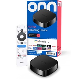 In Stock Onn 4K Plus Streaming Device with Google <b>TV</b> – 16GB Storage, 2GB RAM, Wi-Fi 6, Dolby Vision & Dolby Atmos, Voice <b>Remote</b> - Product Image 1