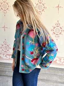 New Trending Unisex Coat for Autumn Ethnic Short Jacket Perfect Uzbek Cotton <b>Velvet</b> Suzani Embroidery Jacket - Product Image 4
