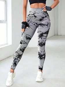 Haute qualité femmes Fitness cravate teinture sans couture sport Leggings taille haute contrôle du ventre séchage rapide respirant Yoga pantalon - Product Image 2
