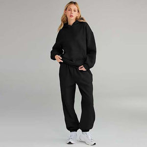 Ensemble deux pièces de survêtement pour femmes à la mode, sweat à capuche à manches longues et pantalon de jogging, vêtements de sport avec logo personnalisé, vêtements de sport, usine de vêtements de sport - Product Image 2
