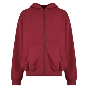 Fabricación de Pakistán sudaderas con capucha lisas de talla grande para niños Color granate algodón polar cremallera ropa informal sudaderas con capucha - Product Image 1