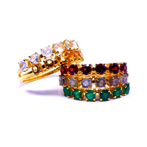 สวมใส่ทุกวันเงินสเตอร์ลิง 925 ชุบทองคลาสสิกราคาถูกอินเทรนด์อัญมณีลาบราดอร์สุภาพสตรีแหวนครึ่งวง - Product Image 6