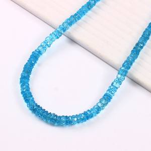 Collier en argent sterling 925 avec perles rondes facettées en topaze bleue, bijoux étincelants pour femmes et enfants - Product Image 2