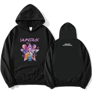 2025 k-pop Demon Hunters Huntrix Logo gráfico pulóveres sueltos de lana mujeres hombres Sudadera con capucha película impresión Top para mujer - Product Image 2