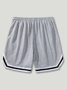 Pantalones cortos de gimnasio para hombre baratos al por mayor, pantalones cortos de entrenamiento físico de malla de playa de secado rápido con bolsillos de talla grande, cintura estampada de poliéster liso - Product Image 4