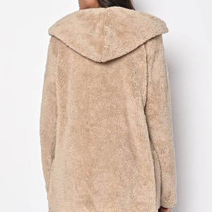 Sudadera CON CAPUCHA DE Sherpa para mujer, chaqueta de gran tamaño de Color básico con forro de nailon duradero, técnicas estampadas, aspecto básico de bolsillo, 2025 - Product Image 3