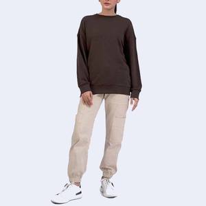 Color personalizado Ropa de mujer al aire libre Alta calidad Precio barato Jersey de manga larga Cuello redondo Algodón Sudadera de invierno para mujer - Product Image 4