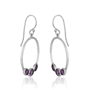 Natural Amethyst Gemstone <b>Earrings</b> Wholesale Party Wear Gold Plated 925 Silver Hoop <b>Earrings</b> Jewelry Vintage Collection - Product Image 1