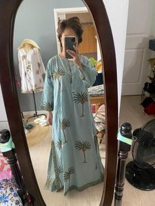 Vestido de Novia de Lujo, Estampado Floral Digital en Algodón, Ecológico, Transpirable, Lavable, Cuello en V Profundo, Holgado, Largo hasta el Suelo, para Verano - Product Image 2