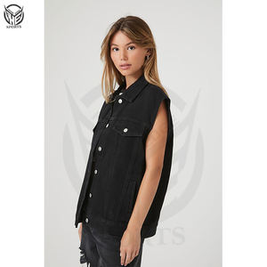 Ropa de invierno a la venta, chaleco vaquero de talla grande, nueva marca de otoño, agujeros, botón, moda, chaleco vaquero, Tops, chaleco vaquero sin mangas para mujer - Product Image 2