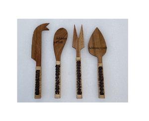 Couteau à beurre personnalisé trancheuse à fromage en bois coupe-fromage avec manche en osier bois mignon noir argent personnalisé Style Vintage couverts - Product Image 4