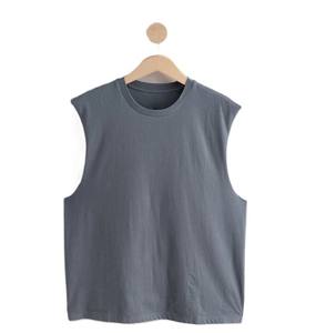 Camiseta sin mangas de secado rápido para hombre, cómoda camiseta elástica de algodón/poliéster para uso durante todo el día, cuello redondo sin mangas - Product Image 6