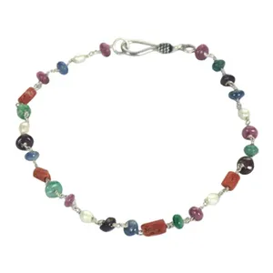 Women's 925 Silver Gemstone Beaded <b>Bracelet</b> with Opal Quartz Pearl Charm and Gold Plating-Jewelry Gift ABDB-20044 - Product Image 2