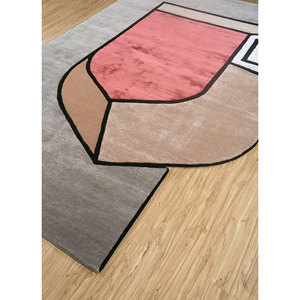 Tapis en laine et viscose tuftés à la main Concoction, motif abstrait gris et noir, pour salon, couloir, rectangulaire, rayé Top-157 - Product Image 2