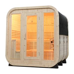Sauna Cuadrada Exterior de Pino Blanco para 6 Personas con Puertas de Vidrio Grandes - Product Image 3