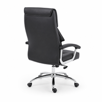Chaise de bureau de direction moderne de luxe, dossier haut, ergonomique, pivotante en PU, avec base chromée et roulettes, pour bureau à domicile