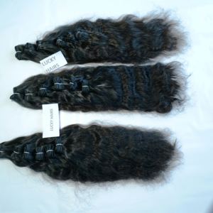 Raw doble trama virgen ondulado indio templo máquina extensiones de cabello humano cutícula alineada onda natural color en negro - Product Image 4