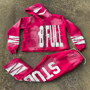 Precio al por mayor de gran tamaño francés Terry Puff estampado chándal logotipo personalizado nueva llegada estilo de tendencia hombres peso pesado chándal - Product Image 3