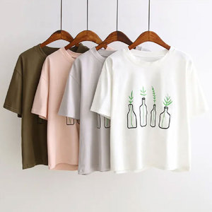 เสื้อยืดสตรีทแฟชั่นแขนสั้นผ้าคอตตอนทรงหลวมสำหรับ100% เสื้อทรงพอดีตัววัสดุดีที่สุดออกแบบโลโก้ได้ตามต้องการ - Product Image 4