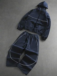 Men's Gray Full Zip Breathable Vintage Solid Tracksuit <b>Set</b> <b>Knitted</b> Polyester Casual Jogger Pants Hooded Collar Jacket Autumn - Product Image 3
