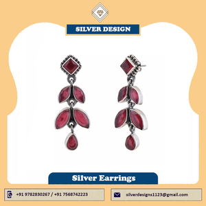 Tự Nhiên Ruby Đá Quý Bạc <span class=keywords><strong>Drop</strong></span> Statement Earrings Đối Với Phụ Nữ Quà Tặng Cho Cô Ấy 925 Sterling Silver Ruby Đá Dangle Earrings - Product Image 6