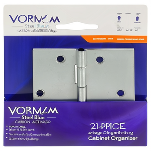 VORMANN Steel Blue Zinc-Plated Rolled Square-Edged Hinge 60mm Height Width 1.4mm Thickness 20-Piece Packaging Cabinet Organizers - Product Image 3