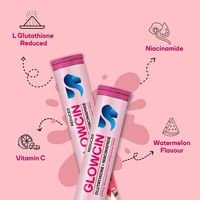 Comprimés effervescents luminescents Glowcin pour adultes, saveur pastèque, niacinamide, sans sucre ajouté, complément alimentaire pour l'éclat de la peau