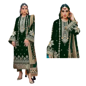 2023 New Fashion Neueste Luxuriöse Heavy 9000 Velvet Base Designer Pant Style Salwar Anzug für Mädchen pakistani sche Anzüge