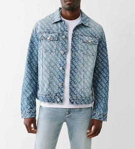 Chaqueta de Invierno de Mezclilla Vintage con Cuello Alto, Logotipo Frontal, Diseño Reversible, Forro de Felpa, Servicio Personalizado OEM/ODM para Hombre - Product Image 1