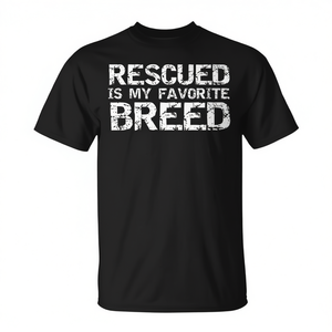 T-shirt Unisex per Adulti con Stampa Serigrafica 'Rescued Is My Favorite Breed' a Maniche Corte e Girocollo per Eventi di Camminata e Corsa - Product Image 2