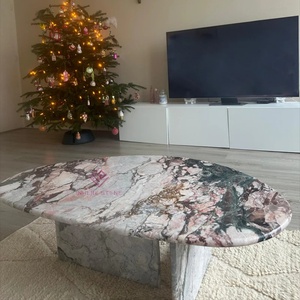 <span class=keywords><strong>Les</strong></span> Quatre <span class=keywords><strong>Saisons</strong></span> Table basse en marbre organique en forme d'oeuf Centre de table de salon moderne de luxe - Product Image 1
