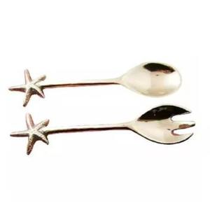Silver Plated Metal <b>Salad</b> <b>Spoon</b> and Fork Flatware Set New Design Flatware Set Metal <b>Salad</b> Server Set of Two For Kitchenware Use - Product Image 2