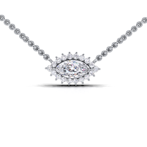 IGI Certified Lab Grown Diamond Marquise Cut Halo Pendant in 14K White / Yellow & Rose Gold Luxury Cluster Design - Product Image 4