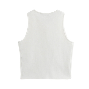 <b>Women</b> Summer New Fashion Cropped <b>Knitted</b> <b>Tank</b> <b>Tops</b> Vintage Sleeveless Button-up Female Chic Vest <b>Top</b> - Product Image 3