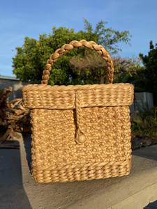 Woven Storage Basket Tote Wicker Hamper Wicker Fruit Basket Rattan Shopping <b>Bag</b> <b>Clutch</b> <b>Bag</b> Wicker Picnic Basket - Product Image 3