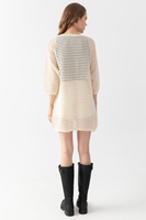 Cárdigan calado Beige de alta calidad para mujer, suéter largo de punto informal con estampado, Jersey informal con logotipo en la espalda
