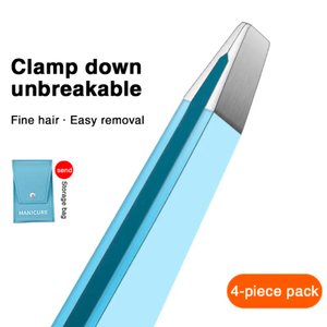 Hot Custom Logo 4 PCS Set of Slanted Pointed Flat Trimming Stainless Steel Eyebrow & Eyelash Tweezers Applicator By ANAAIF - Product Image 3