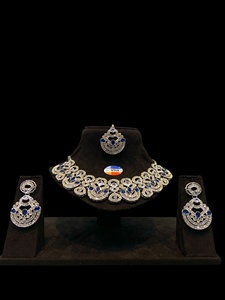 Sparkling AD Stone Necklace Set for <b>Women</b> Modern Bridal Jewelry Collection Featuring a Polished Finish and Matching Earrings - Product Image 3