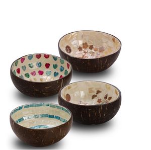 Bol en noix de coco incrusté de laque de coquille d'œuf écologique de haute qualité, collection de bols haut de gamme - Product Image 1