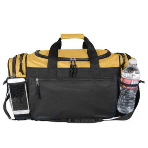Bolsas de Deporte Grandes Personalizadas Negras y Amarillas con Porta Botella de Agua y Bolsillo de Malla - Product Image 1
